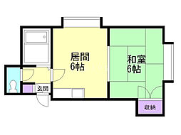 フロスティ発寒B 1DKの間取図画像