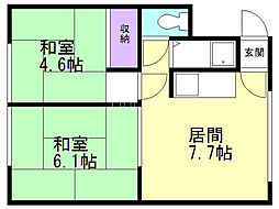 土肥ハイツ 2DKの間取図画像