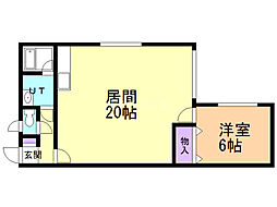 エクシードヴィラ稲穂 1LDKの間取図画像