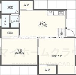 水戸ハイツ 2LDKの間取図画像