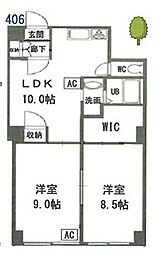 西川口グリーンマンション 2LDKの間取図画像