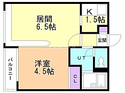 ダイアナ白石ヒルズ2 1DKの間取図画像