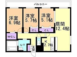 レジデンス白石中央III 3階