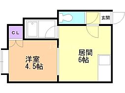 メイプルヒルズ南郷 1DKの間取図画像