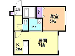 ラージヒル菊水 1LDKの間取図画像