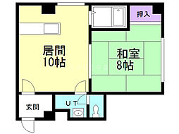 若葉ハウス 1LDKの間取図画像
