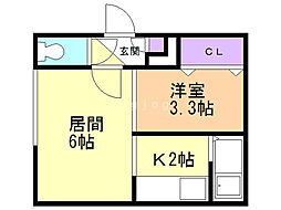 エルサーニ白石 1LDKの間取図画像