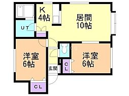 ブリーズ3・7A 2LDKの間取図画像