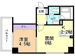 サントノーレ豊平 1LDKの間取図画像