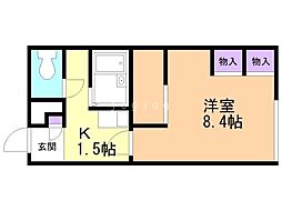 レオパレスエルム 1Kの間取図画像