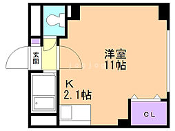 ロイヤルリバーハイツ 1Kの間取図画像