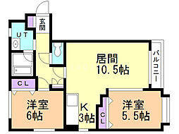 ノヴァウイング東札幌 2LDKの間取図画像