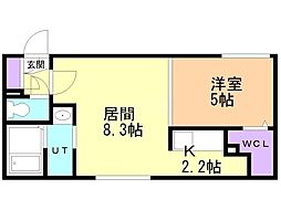 グランエリーナ南郷 1LDKの間取図画像