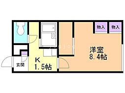 レオパレスポールスター 1Kの間取図画像
