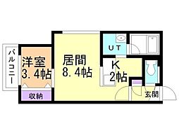 ラグナベルデ菊水7条 1LDKの間取図画像