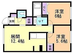 E.FieldAval2 2LDKの間取図画像