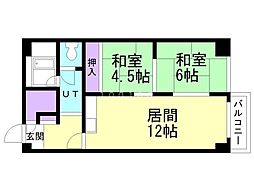 勝見コーポ 2LDKの間取図画像