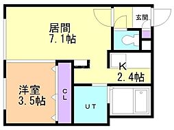 ウェルノント 1LDKの間取図画像