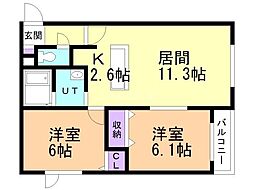 リバーサイドワイズ 2LDKの間取図画像