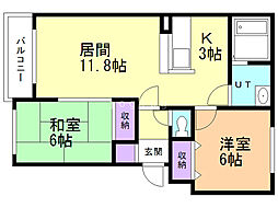 クラリスコート 2LDKの間取図画像