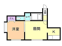 ヴェルデュール東 1LDKの間取図画像