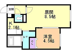 グランディール本郷通 1LDKの間取図画像