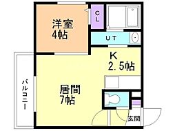 プランドール 1LDKの間取図画像