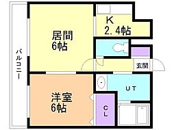 リバーフォレスト豊平 1LDKの間取図画像