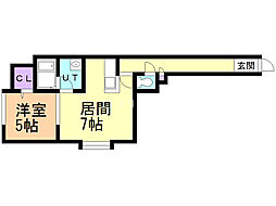 ルミエール北郷 1LDKの間取図画像