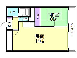 18松井ビル 1LDKの間取図画像