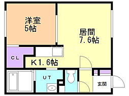アルキオーネ菊水 1LDKの間取図画像