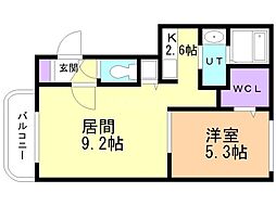 グランメール本郷公園 1LDKの間取図画像