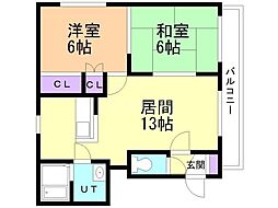 ポプラパークMS3 2LDKの間取図画像