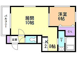 パインハート本郷 1LDKの間取図画像