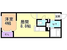 札幌市白石区本郷通9丁目北マンション 1LDKの間取図画像