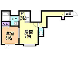 グランエステート菊水元町 1LDKの間取図画像