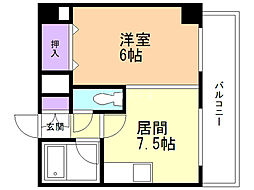 コスモス東札幌 1DKの間取図画像