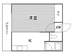 る・ぱれ美園1番館 1Kの間取図画像