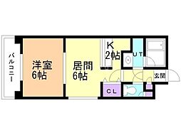 エリオ東札幌 1LDKの間取図画像