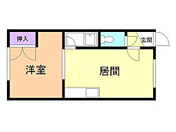 ハイツ森 1DKの間取図画像