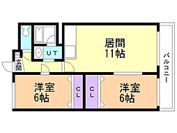 コーポ本通公園 2LDKの間取図画像
