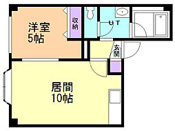プラザイン南郷 1LDKの間取図画像