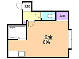 パステル北郷A ワンルームの間取図画像