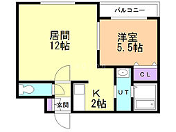 クラリス菊水5 1LDKの間取図画像