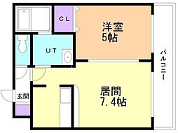 ゼスティ東札幌アネックス 1LDKの間取図画像