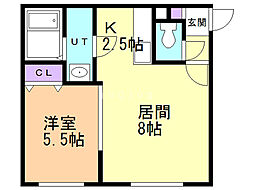コムズ白石・2 1LDKの間取図画像