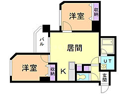 フォンテーヌ豊平 2LDKの間取図画像