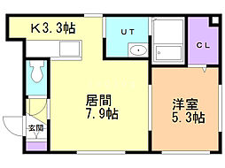 ヴァンベール東札幌2 1LDKの間取図画像