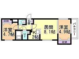 ステラ本郷1 2LDKの間取図画像