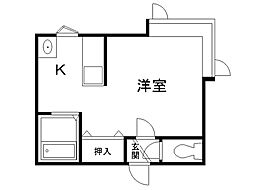 リファイン一番館 1Kの間取図画像
